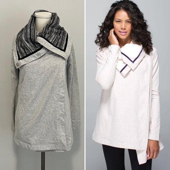 lululemon athletica Sweaters - Lululemon Savasana Wrap Sweater Coal Strata Stripe